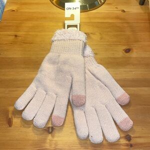 On 34th Rib Stitch Fuzzy Cuff Blush/Pink Knit Gloves Sz One Size NWT